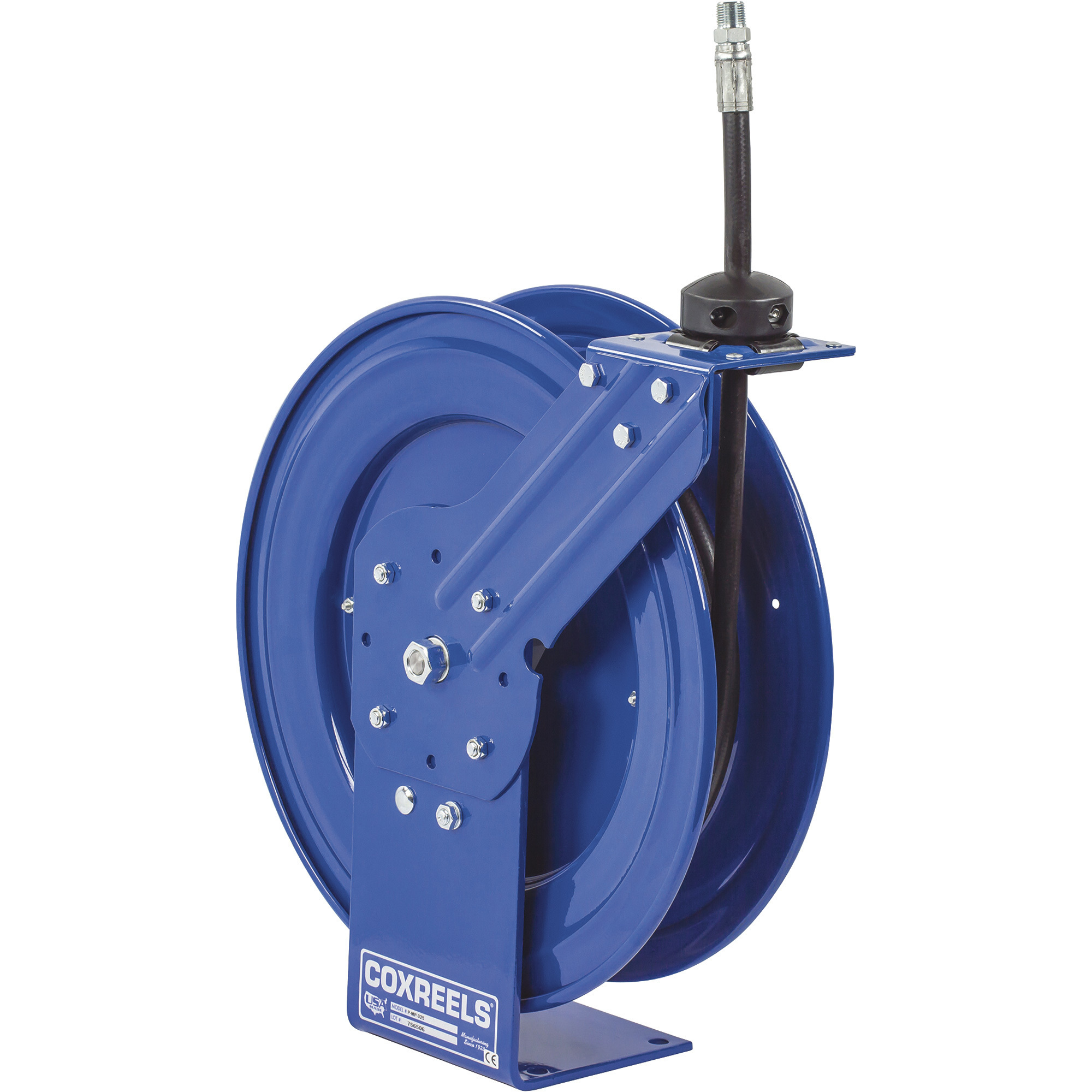 Coxreels Performance Series Compact Hose Reel, With 3/8in. x 25Ft. PVC Hose for Oil, Max. 3,000 PSI, Model# P-MP-325